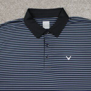 Callaway Polo Shirt Mens 2XL‎ XXL Blue/Black Opti-Dri Contrast Collar Golf S/S